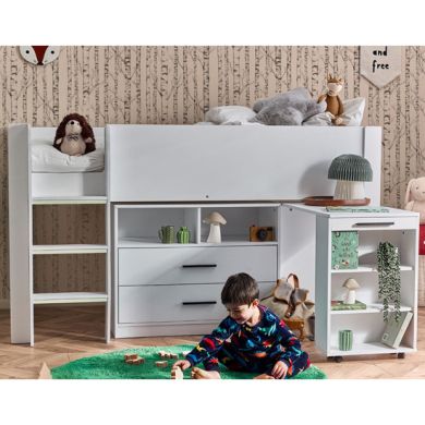 Otis Wooden Midsleeper Bunk Bed In White