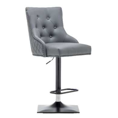 Oxford Lion Knocker Faux Leather Bar Chair In Grey
