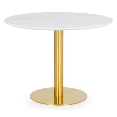 Palermo Round Marble Dining Table With Gold Base