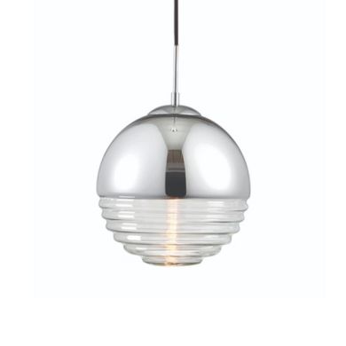 Paloma Clear Ribbed Glass Ceiling Pendant Light In Polished Chrome