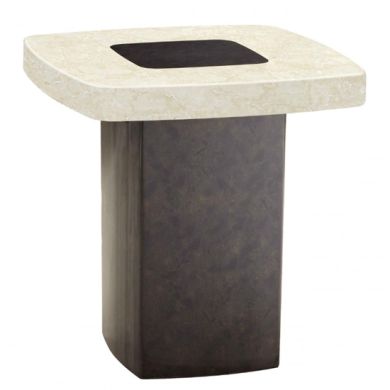 Panjin Lacquer Marble Lamp Table With Black Base