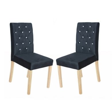 Paris Black Velvet Dining Chairs In Pair