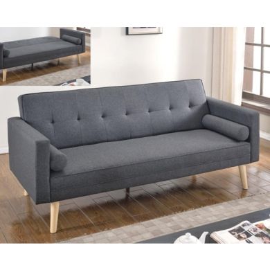 Paris Linen Fabric Sofa Bed In Dark Grey