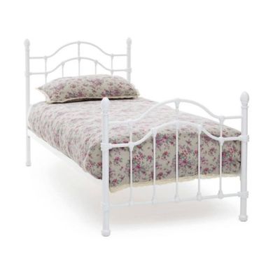 Paris Metal Single Bed In White Gloss