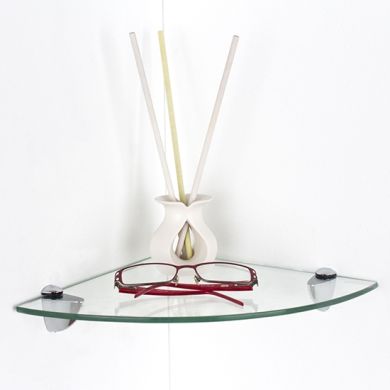 Pearl Corner Glass Wall Shelf In Clear