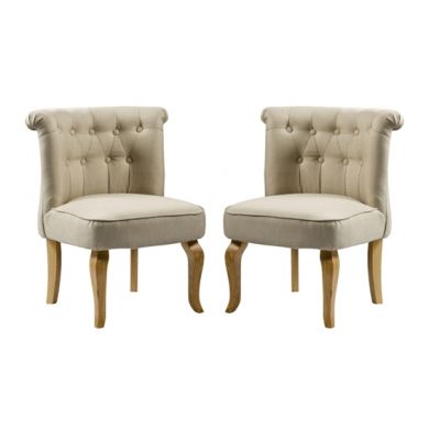 Pembridge Beige Fabric Chair In Pair With Oak Wooden Legs