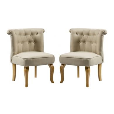 Pembridge Beige Fabric Chair In Pair With Oak Wooden Legs