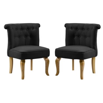 Pembridge Black Fabric Chair In Pair With Oak Wooden Legs