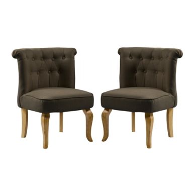 Pembridge Brown Fabric Chair In Pair With Oak Wooden Legs