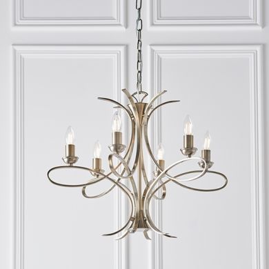 Penn 6 Candle Lamps Semi Flush Ceiling Light In Brushed Brass