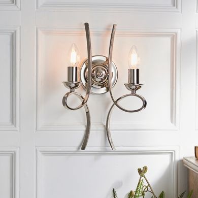 Penn Twin Candle Lamps Wall Light In Polished Nickel