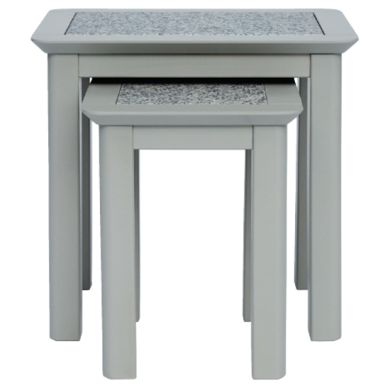 Perth Natural Stone Top Nest Of 2 Tables In Grey
