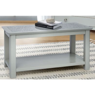 Perth Natural Stone Top Open Coffee Table In Grey