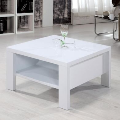 Peru Square Wooden Coffee Table In High Gloss White