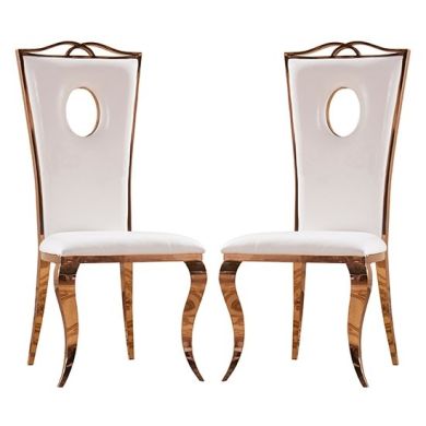 Pescara White Faux Leather Dining Chairs In Pair