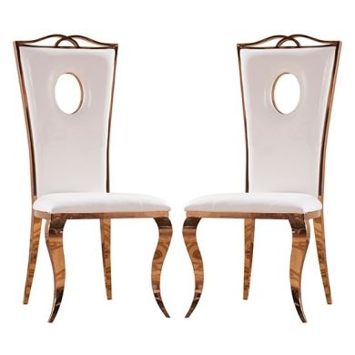 Pescara White Faux Leather Dining Chairs In Pair