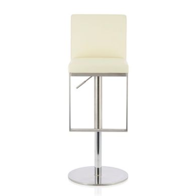 Petunia Faux Leather Swivel Adjustable Height Bar Stool In Cream