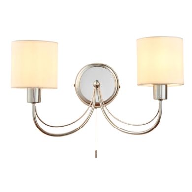 Phantom White Fabric 2 Lights Wall Light In Chrome