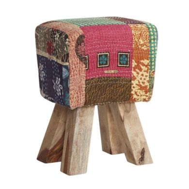 Phekon Fabric Upholstered Stool In Multi-Colours