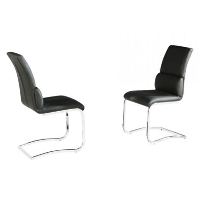 Phoenix Black Faux Leather Dining Chairs In Pair With Chrome Legs