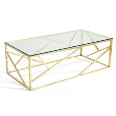 Phoenix Clear Glass Top Coffee Table With Gold Frame