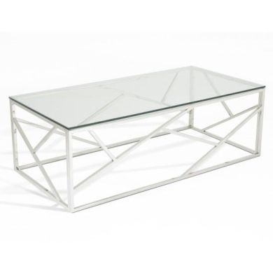 Phoenix Clear Glass Top Coffee Table With Silver Frame