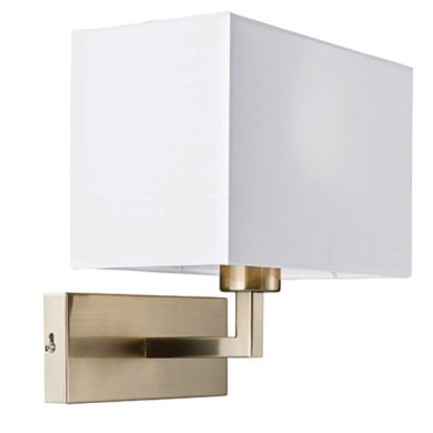 Piccolo White Fabric Wall Light In Satin Nickel
