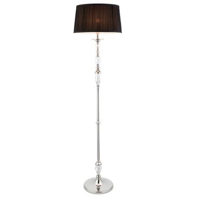 Polina Black Shade Floor Lamp In Polished Nickel