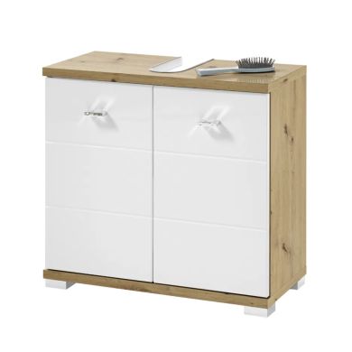 Pool Wooden Under Sink Vanity Unit In Artisan Oak And White