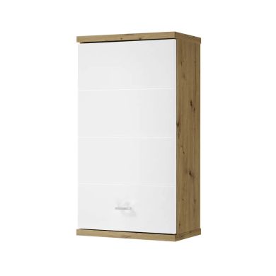Pool Wall Hung Wooden Bathroom Storage Cabinet In Artisan Oak And White