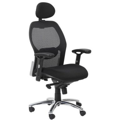 Portland Synchro Mesh Back Fabric Seat Executive Office Chair In Black