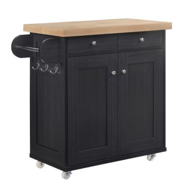 Portland Wooden Kitchen Island In Black