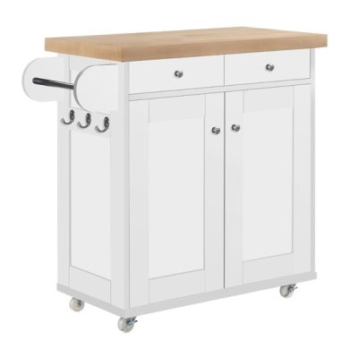 Portland Wooden Kitchen Island In White