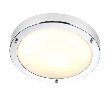 Portloe Frosted Glass Flush Ceiling Light In Polished Chrome