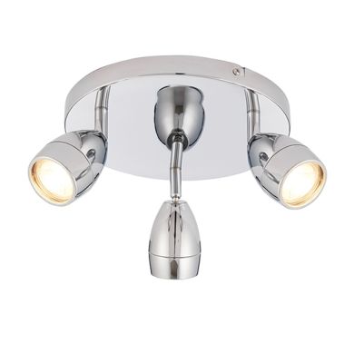 Porto Clear Glass 3 Lights Round Ceiling Light In Chrome