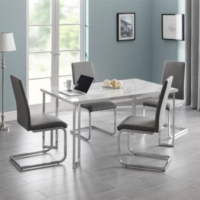Positano Wooden Dining Table In White High Gloss With 4 Chairs