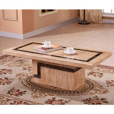 Potenza Marble Coffee Table In Natural Stone With Marble Base