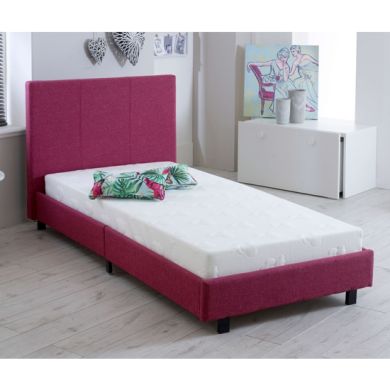 Prado Fashion Fabric Upholstered Single Bed In Pink