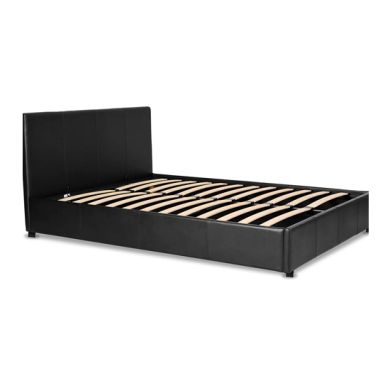 Prado Faux Leather Double Storage Bed In Black