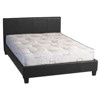 Prado Faux Leather Upholstered Lift-Up Double Bed In Black