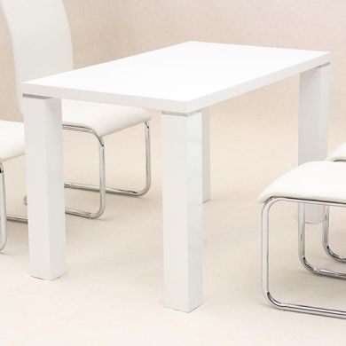 Prague Wooden Dining Table In White High Gloss