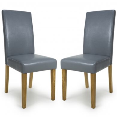 Buckley Grey Leather Effect Dining Chairs In Pair