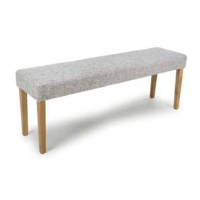 Durham Large Backless Linen Effect Dining Bench In Grey Weave
