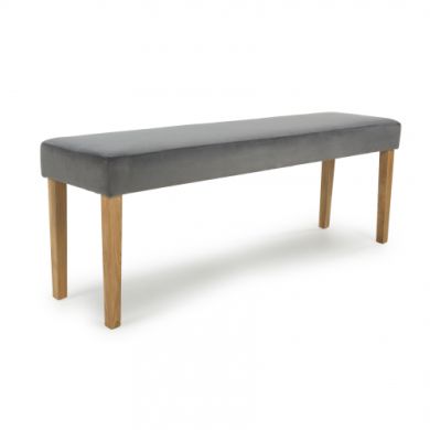 Durham Large Backless Brushed Velvet Dining Bench In Grey