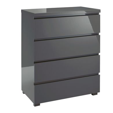 Puro Wooden Chest Of Drawers In Charcoal High Gloss With 4 Drawers