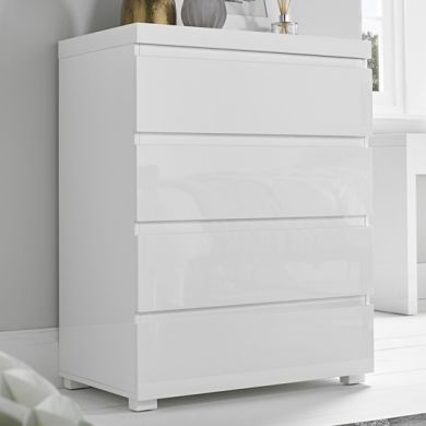 Puro Wooden Chest Of Drawers In White High Gloss With 4 Drawers