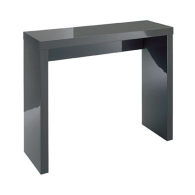 Puro Wooden Console Table In Charcoal High Gloss