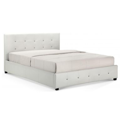 Quartz Faux Leather Double Bed In White