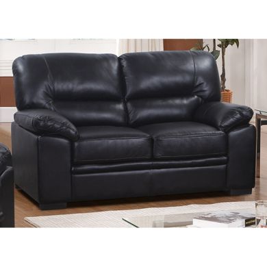 Rachel LeatherGel And PU 2 Seater Sofa In Black