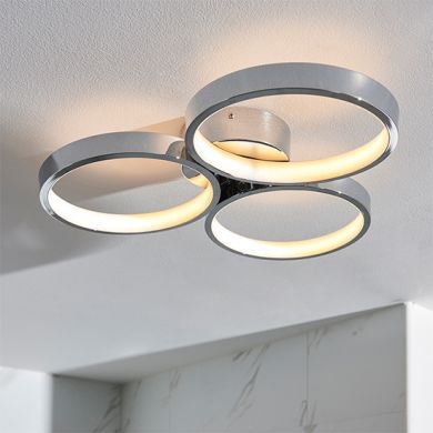 Radius LED 3 Lights Semi Flush Ceiling Light In Chrome